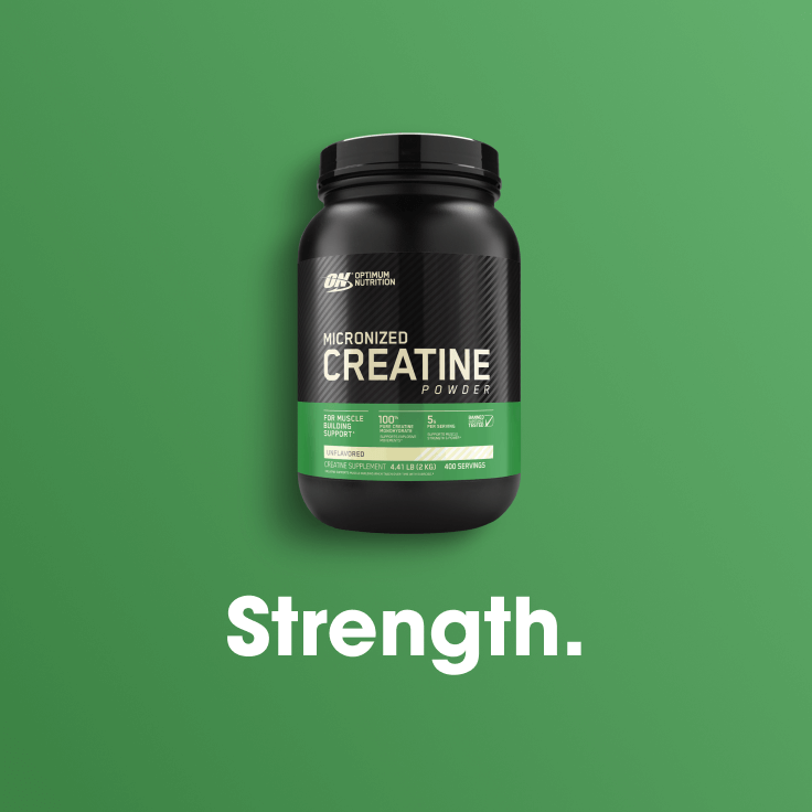 ON Micronised Creatine Powder, 300g container, supports muscle strength and post-workout recovery