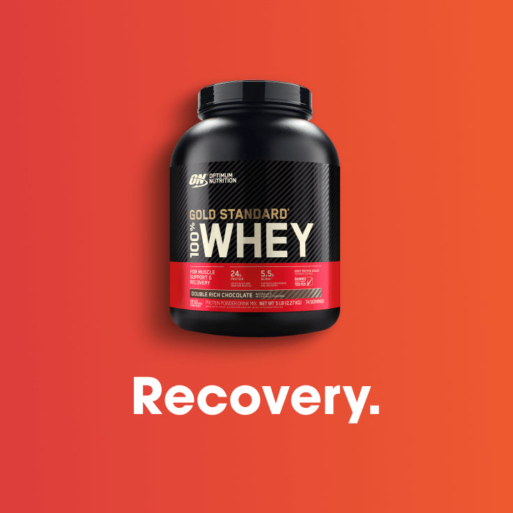 Optimum Nutrition Gold Standard 100% Whey protein powder, double rich chocolate flavor, 5 lb container