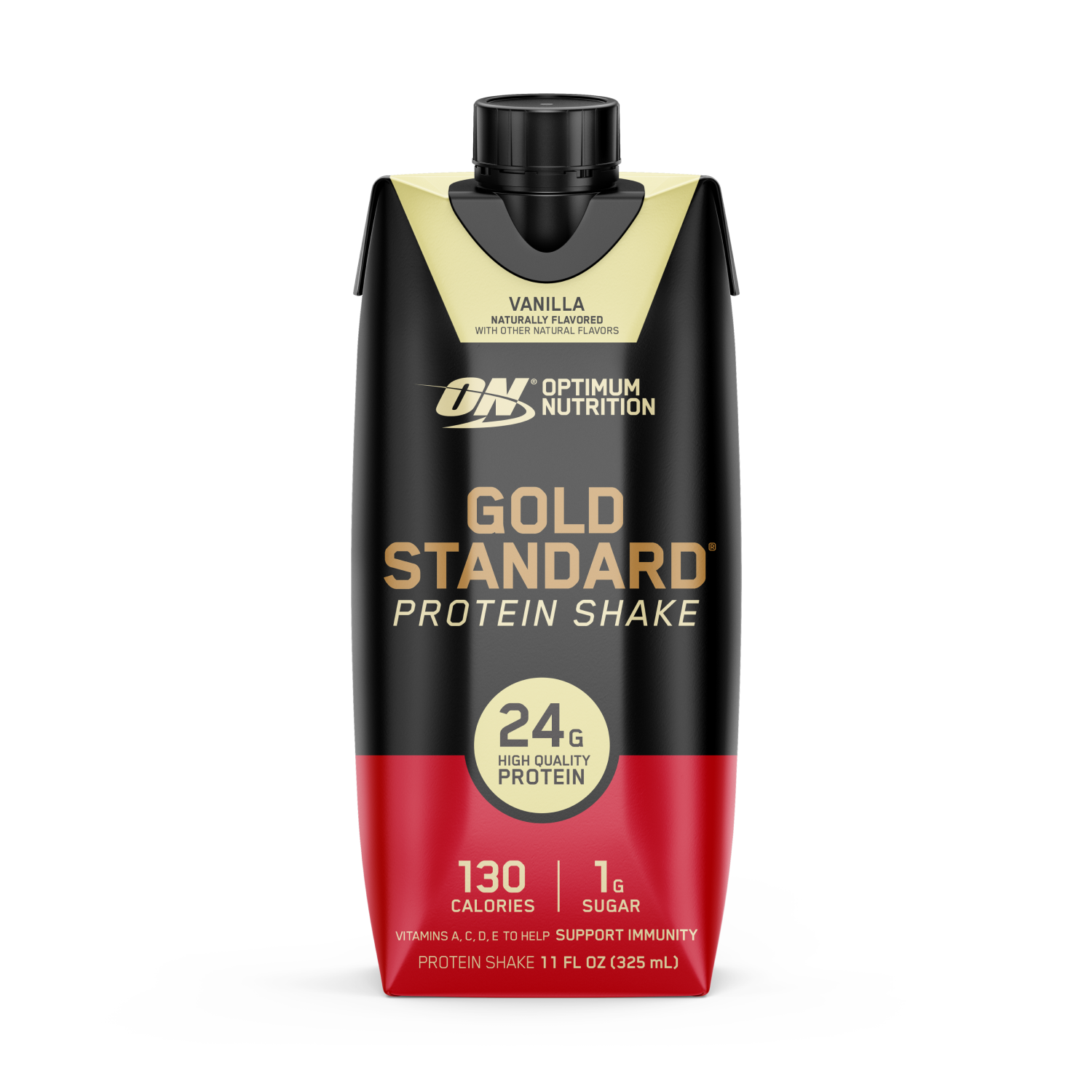 Optimum Nutrition Gold Standard Protein Shake, Chocolate flavor, 1 serving, 24g protein per serving