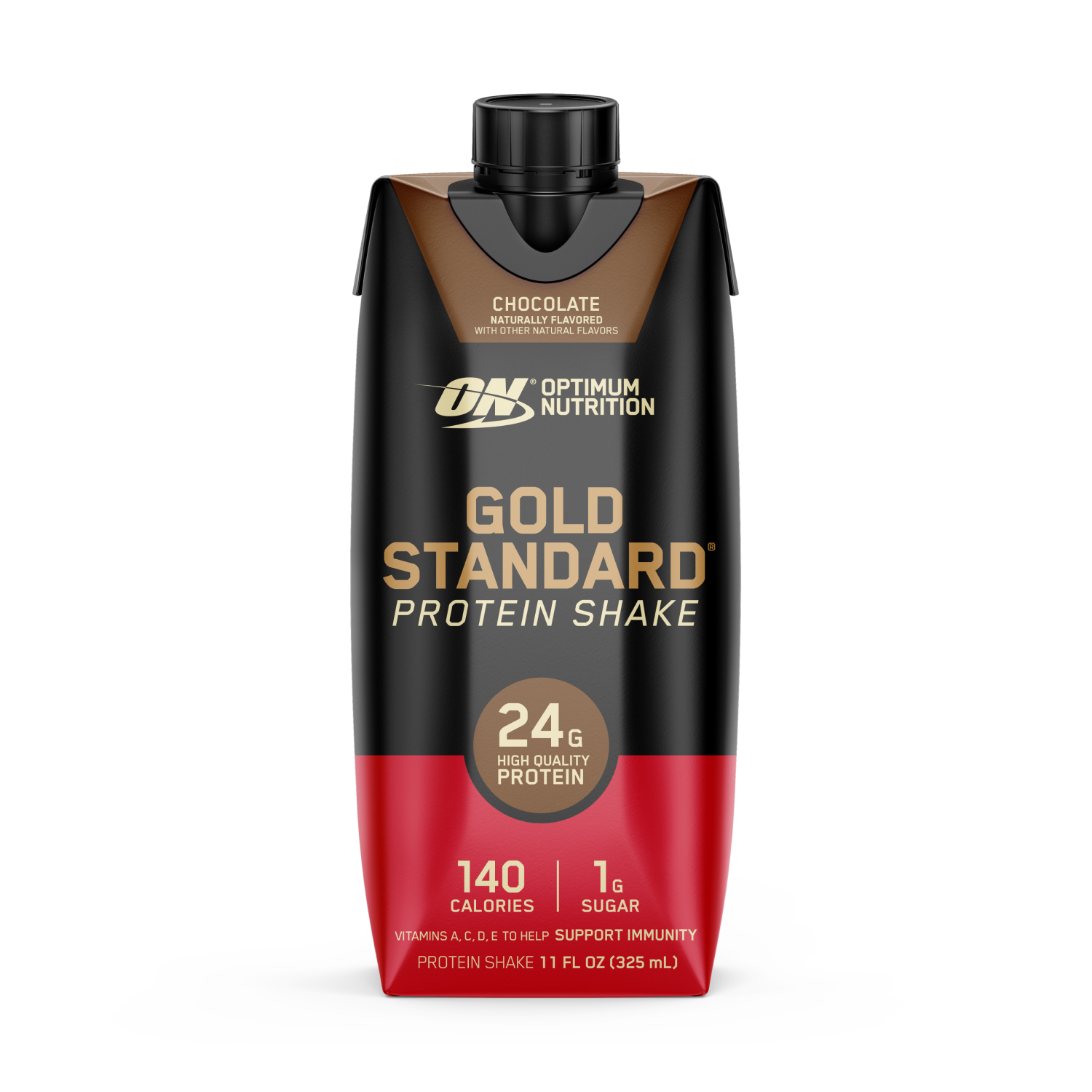 Optimum Nutrition Gold Standard Protein Shake, Strawberry flavor, 1 serving, 24g protein per serving